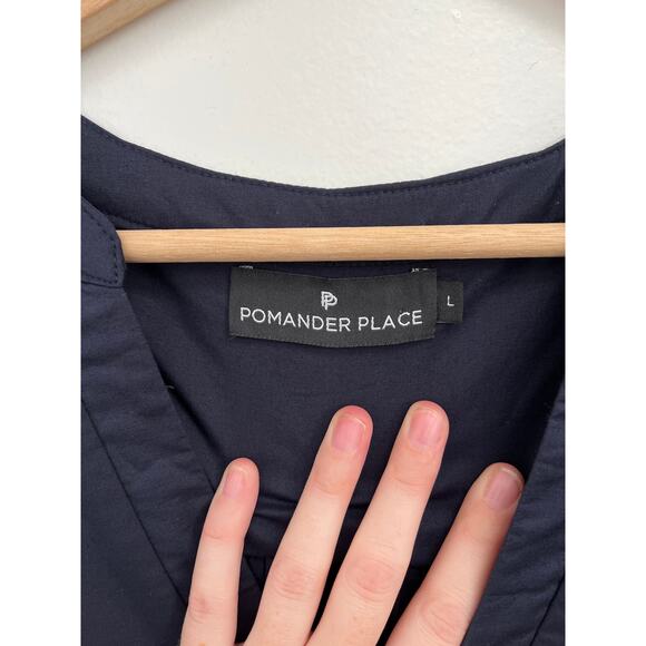 Tuckernuck Pomander Place Navy Cotton Poplin Kenzo Tiered Shift Dress - Large - Picture 8 of 12